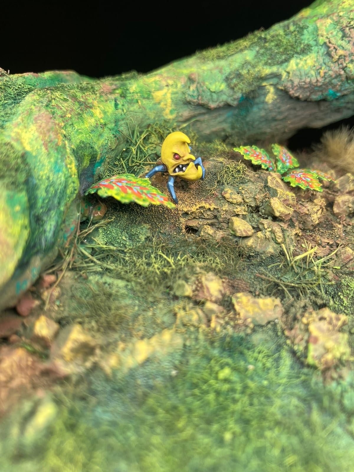 Detail of the ground: grass, moss and a small yellow flower