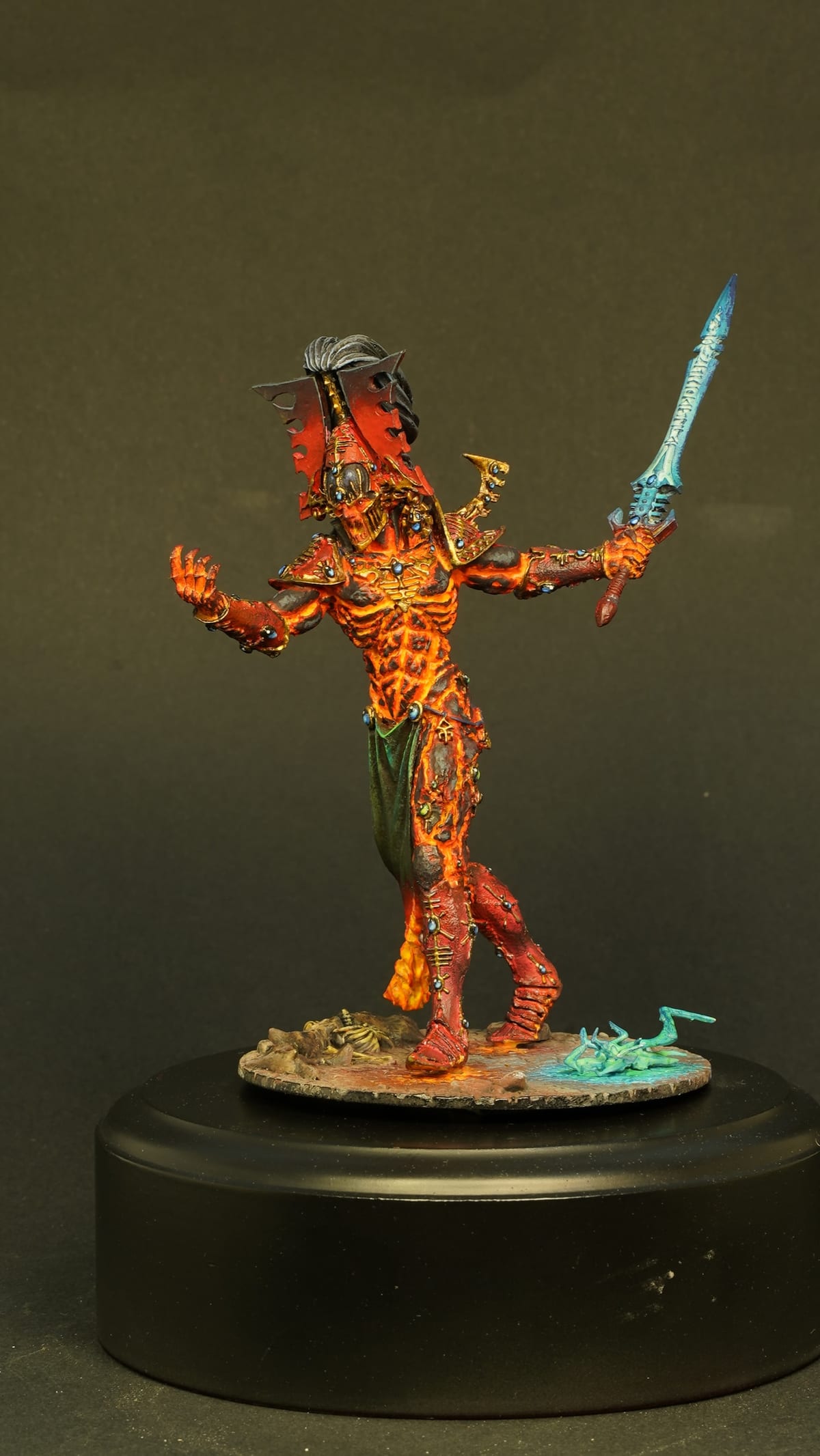 The warrior on a dark background, sword raised