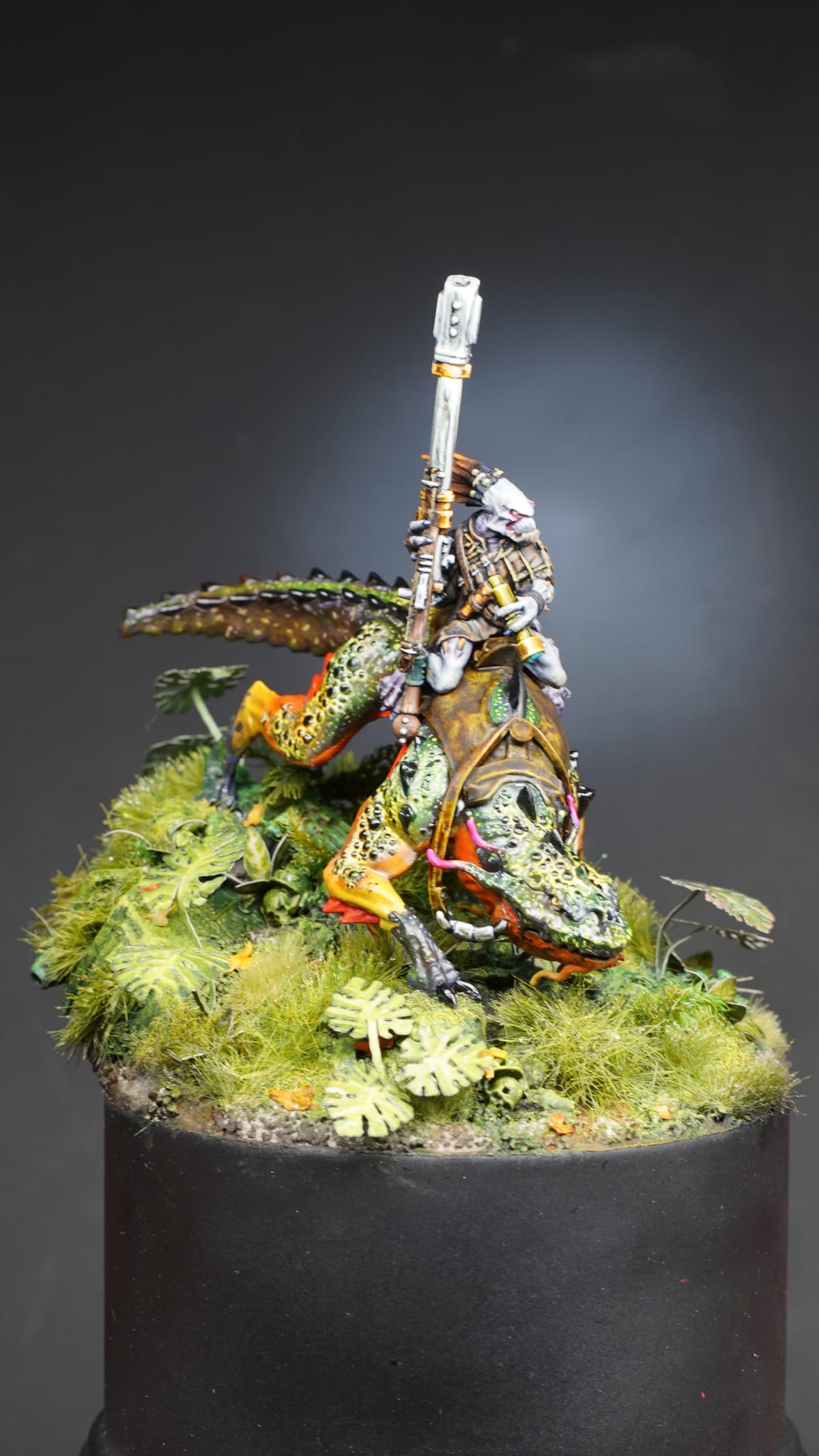 The knight lit from above, vertical view